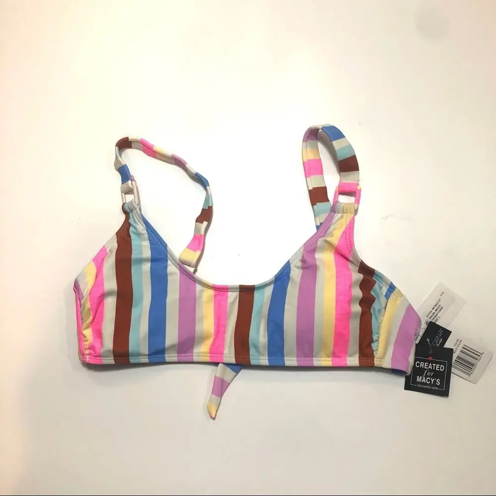 California Waves striped bralette swim top Lg
